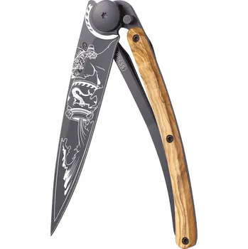Sport Kapesní nůž Deejo 1GB178 Tattoo Black 37g olive wood Aquarius