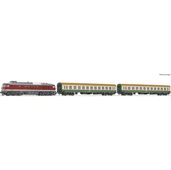 Modelová železnice ROCO 5110015 H0 Digitální set - vlak s lokomotivou BR132 DR s kolejemi RL + multiMAUS RO5110015
