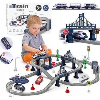 Vláček a vláčkodráha ELEKTRICKÁ VLÁČKODRÁHA LOKOMOTIVA DLOUHÁ TRAŤ MOST TUNEL SADA DÁREK