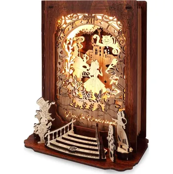 3D puzzle 3D dřevěné puzzle Alenka v říši divů, s LED osvětlením
