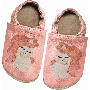 Dívčí bačkory Papuče dětské Barefoot jednorožec růžové do školky semiš 24/25