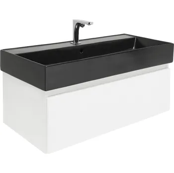 Koupelnový nábytek SAT Koupelnová skříňka s baterií a umyvadlem SAT Evolution 1 98x30x44,8 cm bílá mat SATEVO100WMU2BBA SATEVO100WMU2BBA