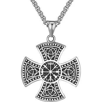 Přívěsek Přívěsek z chirurgické oceli - keltský kříž Vegvisir - Model BEZ ŘETÍZKU (pouze přívěsek)