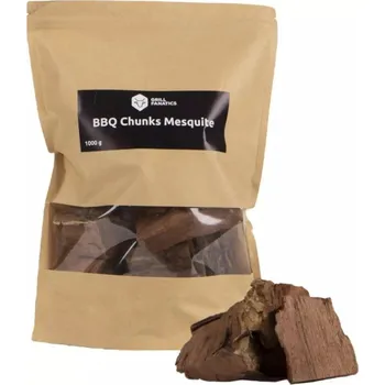 Udírna Mesquite udící dřevěné kousky 1 kg BBQ, Grill Fanatics 1414 (Grill Fanatics 1414 Mesquite aromatické kousky na uzení a grilování)