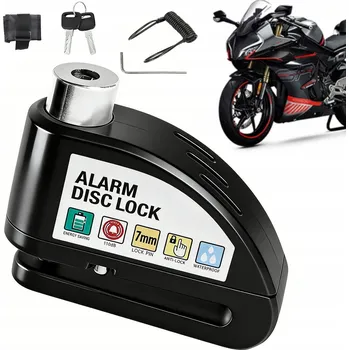 Motozámek ZÁMEK KOTOUČOVÉ BRZDY S ALARMEM 110dB MOTORKA KOLO KOLOBĚŽKA