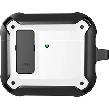 Pouzdro na mobilní telefon Super odolný obal s karabinou pro AirPods 4 - bílý