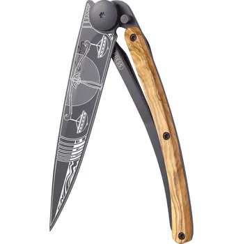 Sport Kapesní nůž Deejo 1GB181 Tattoo Black 37g olive wood Libra