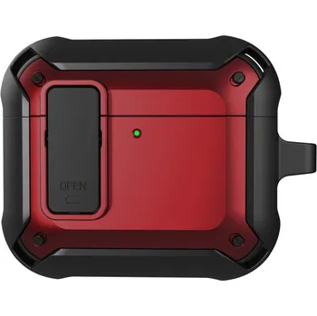 Pouzdro na mobilní telefon Super odolný obal s karabinou pro AirPods 4 - červený