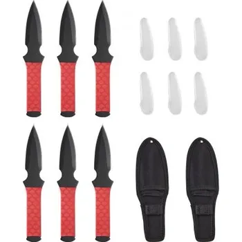 Kuchyňský nůž Sada vrhacích nožů , balení 6 kusů, nerezová ocel 226 mm, dobře vyvážené nože s ochranným černým nylonovým pouzdrem, ideální společník pro vrhací sekery, robustní pro rekreaci i soutěže.