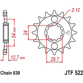 Řetězová sada pro motocykl JT řetězové kolo přední 522 15 KAWASAKI s 1000 81-83, GPZ 1100 81-82 s 1100 84-86 (52215JT) (řetěz 630) (JT řetězové kolo přední 522 15 KAWASAKI s 1000 81-83, GPZ 1100 81-82 s 1100 84-86 (52215JT) (řetěz 630))