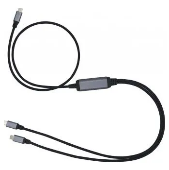 USB hub Kabel C-TECH USB Type-C PD 100W power splitter, 0,7m + 2x0,5m, černý (CB-USB-PDPS-1B)