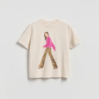 Reserved - Tričko s potiskem - béžová - 073HT-08X - 073HT-08X-S