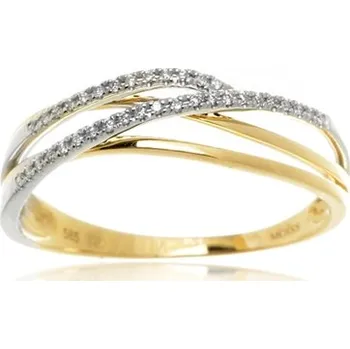 Prsten Dámský prsten ze žlutého a bílého zlata s diamanty BP0122F + DÁREK ZDARMA