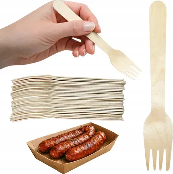 Příbor DEZERTNÍ VIDLIČKA VIDLIČKY NA GRIL PIKNIK DŘEVĚNÉ EKO VIDLIČKY NA DORT