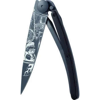 Sport Kapesní nůž Deejo 1GB134 Tattoo Black 37g ebony wood Ride or Die