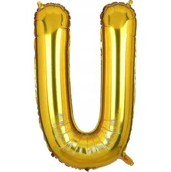 Balónek VELKÝ FÓLIOVÝ BALÓNEK K VÝROČÍ NAROZENIN PÁRTY PÍSMENO U ZLATÝ 40 cm