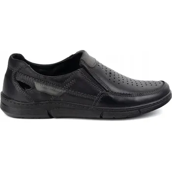 Pánské mokasíny Pánské kožené mokasíny letní boty 602 černé velikost 42