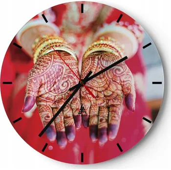 Hodiny Velké nástěnné hodiny na zeď 40x40 Žena Skleněné hodiny Kulatý Tiché