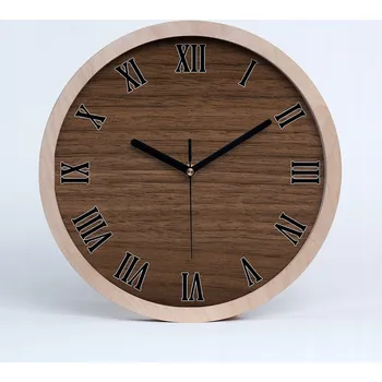 Hodiny Velké dřevěné nástěnné hodiny dřevěné pozadí průměr 30 cm