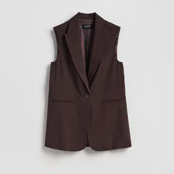 Dámský svetr Reserved - Vesta s příměsí viskózy - tmavě hnědá - 035JL-89P - 035JL-89P-M