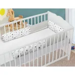 Mantinel do dětské postýlky - VÁLEC - hvězdy - šedá, bílá - průměr 12x240 cm