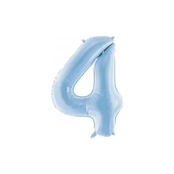 Balónek Fóliový balónek "Číslice 4", modrý matný, PartyDeco, 86 cm (34"), DGT
