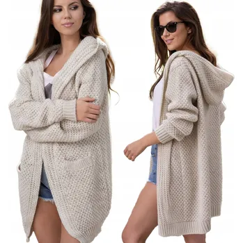 Dámský svetr Setin dámský svetr béžový volný do půlky stehen velikost S/M