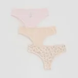 Reserved - Bavlněné kalhotky brazilky 3 pack - pastelově růžová - 948HP-03X - 948HP-03X-XL