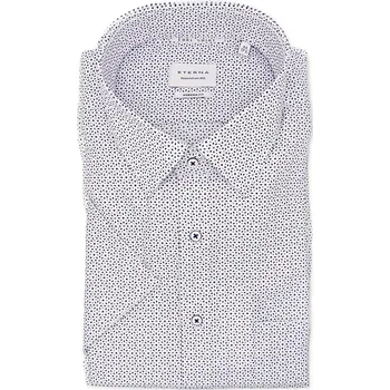 Pánská košile Košile Eterna Modern Fit s krátkým rukávem bílá s modrým vzorem velikost: 41, délka rukávu: krátký rukáv