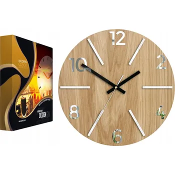 Hodiny Nástěnné hodiny dřevěné dubové akrylové Aksel Wood White Mirror Kulatý