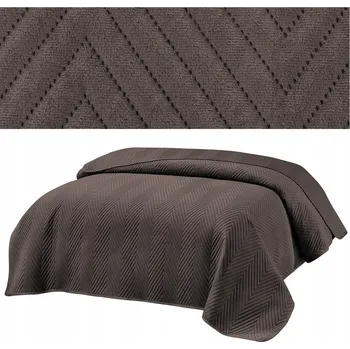 Přehoz na lůžko Přehoz na postel 200x220 cm prošívaný komfortní dekorativní MARIETA velur HNĚDÝ