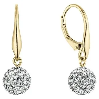 Náušnice Stříbrné zlacené náušnice kuličky se Swarovski krystaly 31326.1G + dárek zdarma