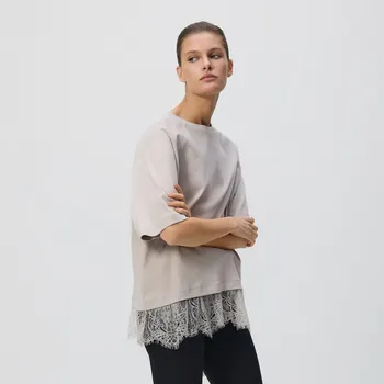 Dámské tričko Reserved - Tričko z mercerované bavlny - béžová - 364JX-08X - 364JX-08X-M