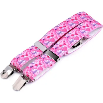 Kšandy Dětské šle smajlík, postavičky, zvířátka, auta, velké, 24 růžová srdce