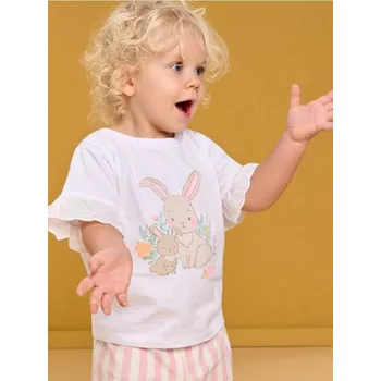 Sinsay - Bavlněné tričko s motivem zajíce - bílá - 956HG-00X - 956HG-00X-86