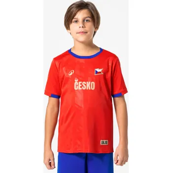 Fotbal KIPSTA Dětský fotbalový dres pro fanoušky Česka 7 LET MODRÁ|ČERVENÁ