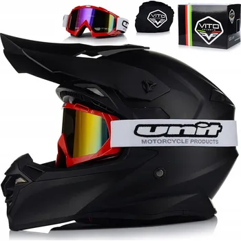 Helma na motorku MOTOCYKLOVÁ PŘILBA | VITO TIVOLI MATNÁ + BRÝLE | OFF-ROAD ENDURO CROSS QUAD