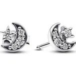 Náušnice PANDORA Třpytivý měsíc a hvězda 292990C01