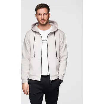 Pánská mikina Mikina s kapucí ve streetwearovém stylu - písková V6 OM-SSZP-0213 - S