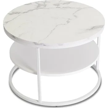 Konferenční stolek Konferenční Stolek Kulatý Skandinávský Konferenční Stolek Kulatý Loft Mramor Bílý BEST