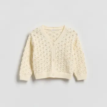 Dívčí mikina Reserved - Strukturovaný kardigan - krémová - 763IE-01X - 763IE-01X-80