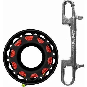 Potápěčské vybavení Agama TECH Cívka ALU 30 m s karabinou červená + DÁREK