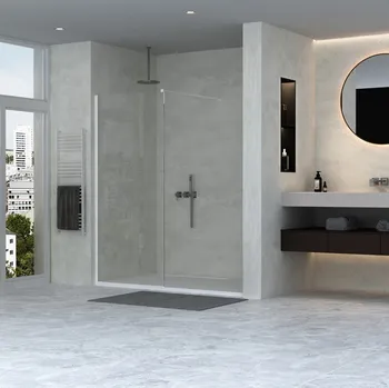 Erga Paris, sprchová zástěna Walk-In 140x200 cm, 8mm čiré sklo, bílý matný profil, ERG-V02-PARIS-140x200-CL-WH
