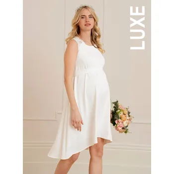 Těhotenské šaty Svatební těhotenské šaty Delevine Luxury - smetanově bílé s krajkou Velikost: M