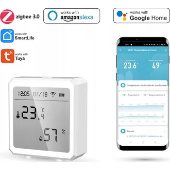 WiFi senzor teploty a vlhkosti TUYA, bílý