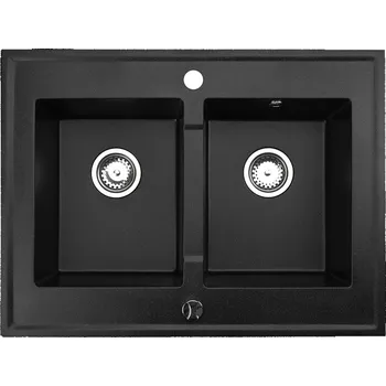 Granitový dřez Dvoukomorový granitový dřez Brenor Grande černý