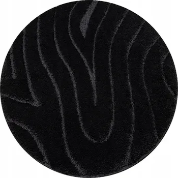Koupelnová předložka KOUPELNOVÁ PŘEDLOŽKA kulatá 100 cm VLNY černá PROTISKLUZOVÁ MĚKKÁ #KPL287