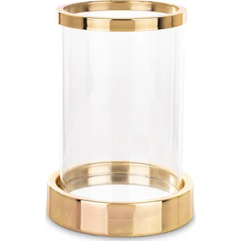 Svícen KOVOWÝ SVÍCEN ZLATÝ 17x12cm SE SKLENĚNÝM KLOBUKEM NA ČAJOVOU SVÍČKU 15 20