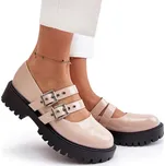 DÁMSKÉ POLOBOTKY Z EKOKŮŽE S PLOCHÝM PODPATKEM, OZDOBNÉ PÁSKY, BÉŽOVÉ, VELIKOST 39