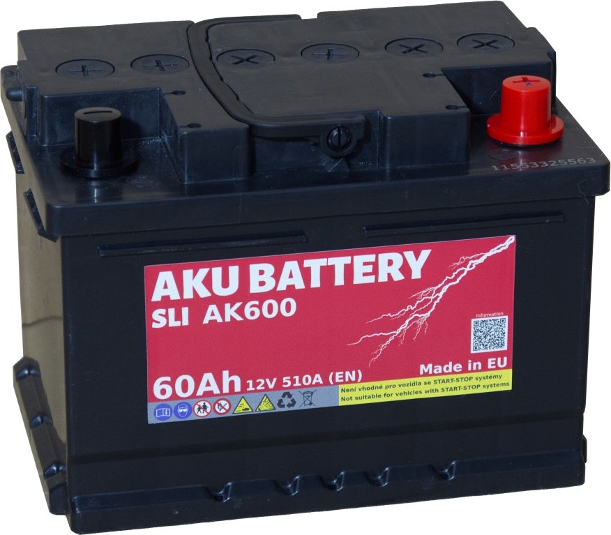Autobaterie AKU AK600 12V 60Ah 510A